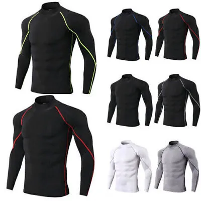 £10.39 • Buy Men Gym Sports Compression Armour Base Layer Tops Thermal Slim Fit Blouse Shirt