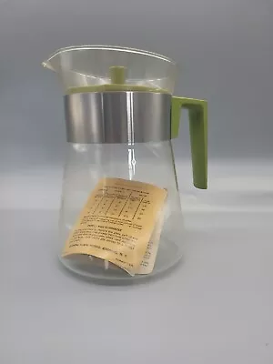 Pyrex Ware Beverage Maker Pot Decanter Clear Glass Avocado Green Paperwork - NEW • $51.54