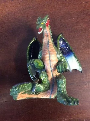 Green Dragon Fantasy Figurine 4 Tall Ceramic Resin Decor Statue Preowned • $19.99