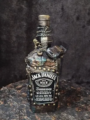 1 Litre Empty Bottle With Hand Painted And Overlay Decoration Steampunk • $149