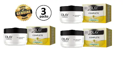 3x Olay 3 In 1 Complete Care Sensitive Daily UV Moisturiser Cream SPF15 50ml • £23.29