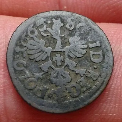 Poland Lithuania Solidus Szelag 1665 Copper Coin.  №33 • $9