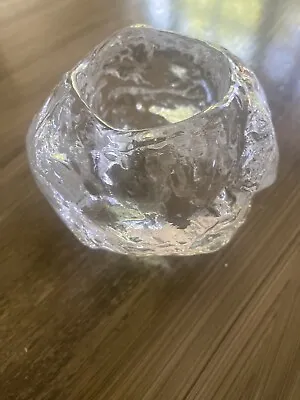 Vintage Kosta Boda Crystal Art Glass Snowball Candle 3” Votive Scandinavian • $14