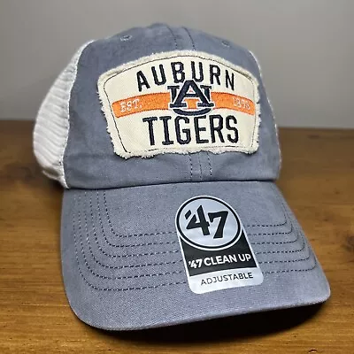 Auburn Tigers ‘47 Brand Clean Up Gray White Patch Mesh Snapback Cap Hat New • $24.95