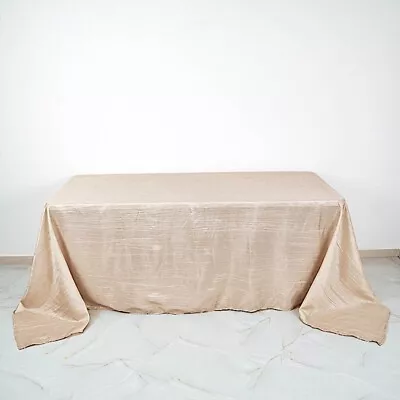 BEIGE 90  X 132  Accordion Crinkle TAFFETA  RECTANGLE TABLECLOTH Party Supplies • $17.42