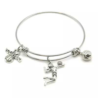 Volleyball Stainless Steel Expandable Bangle Charm Bracelet Volleyball Jewelry • $9.96