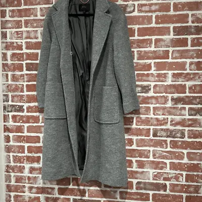 J.Crew Womens K1536 Long Italian Wool Coat Heather Gray Missing Belt Size Small • $120