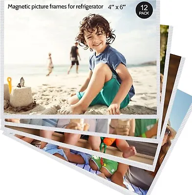 12 Pack 4x6 White Magnetic Picture Frames For Refrigerator With Clear Cover • $9.99