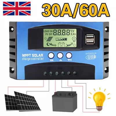 MPPT PWM 30/60/100A  Solar Panel Regulator Battery Charge Controller 12V/24V LCD • £13.58