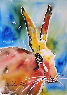 ORIGINAL Watercolour PAINTING Hare Zoom Workshop  14  X11  Marilyn Allis • £39.99