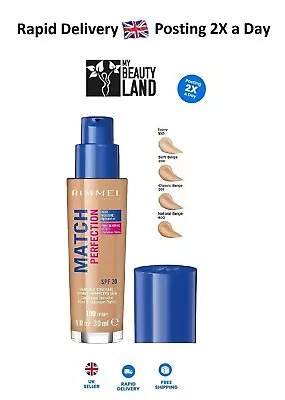 Rimmel Match Perfection 24HR Hydrating Foundation 30ml SPF20 *SEALED* - Choose • £7.40