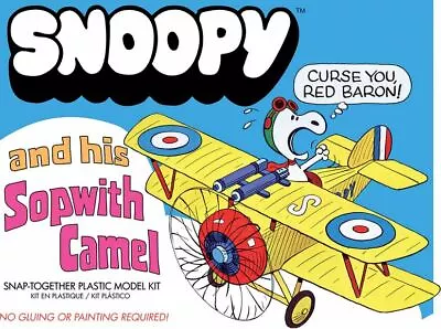 Atlantis Snoopy And His Sopwith Camel With Motor Snap Together Model Kit 6779 • $22.49
