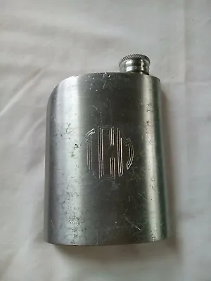 Vintage WW2 Era Thailand Siam Pewter Flask Monogrammed TCM Screw On Cap • $20