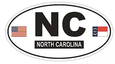 NC North Carolina Oval Bumper Sticker Or Helmet Sticker D781 Euro Oval With Flag • $1.39