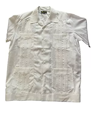 El Norteno Western Wear Guayabera Shirt XL Embroidered White Mexican Wedding • $29.99