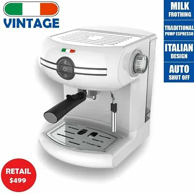$134.99 • Buy Vintage Traditional Pump Espresso Coffee Machine Manual Cappuccino Latte White