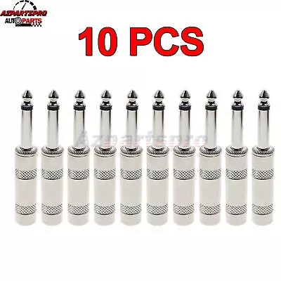 10pcs 1/4  6.35mm TS Mono Metal Male Plug Audio Guitar Cable Connector Plug JACK • $11.13