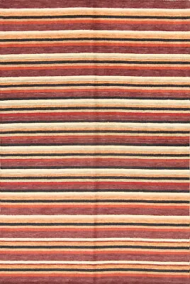 High-quality Striped Living Room Rug Wool Handmade Gabbeh 7x10 Ft • $400.64