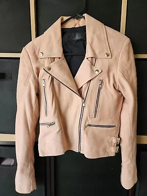 Pink Suede Soft Leather Jacket Size 8 • $65