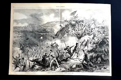 Battle Before Vicksburg 1863 NAST Centerfold Civil War Engraving Print W STORY • $45