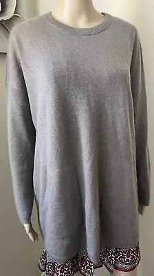 J. Jill 100% CASHMERE Long Knit Sweater Pocket TUNIC Collarless Long Sleeve Sz L • $44.89