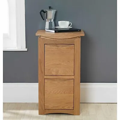 Crescent Solid Oak Furniture Two Drawer Filing Cabinet Home Office • £265