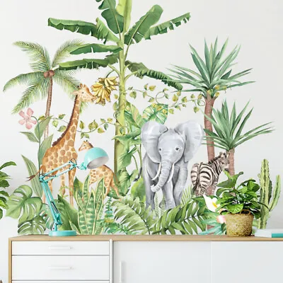 £8.50 • Buy Safari Animals Wall Decal Watercolour Jungle Stickers Vinyl For Children Room