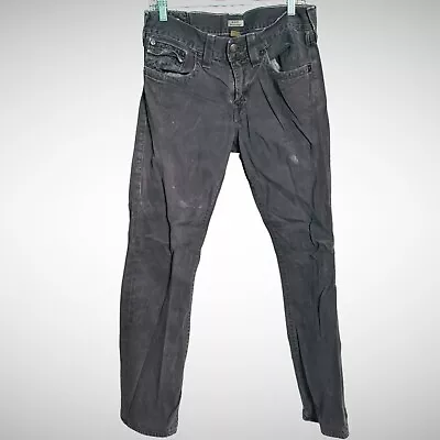 True Religion Jeans Mens 32 Distressed Grey Denim Ricky Relaxed Straight Pants • $24.95