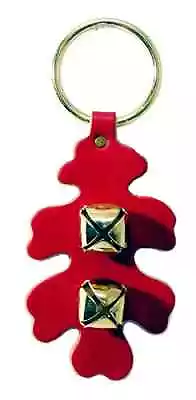 RED OAK LEAF DOOR CHIME - Leather W/ Brass Sleigh Bells - Amish Handmade In USA • $24.97