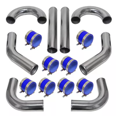 Universal 8 PCS 3.15  80mm Turbo Intercooler Pipe Kit + Silicone Hose Clamps BL • $276.10