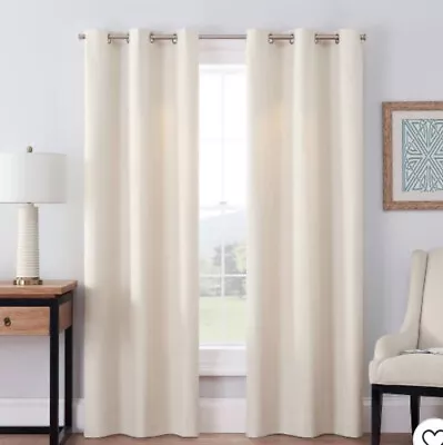 Eclipse Windsor Light Blocking Curtain 2 Panel 42  X 84” Cream W/Grommets • $27