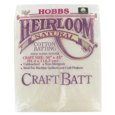 Craft: Hobbs Heirloom Wadding Premium Cotton With Scrim 36  X 45  - Craft Size • £9.87