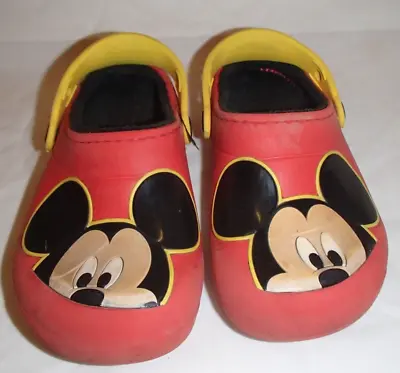 Mickey Mouse Red Crocs Kids Slip-On Shoes Child Size 12 • $9.99