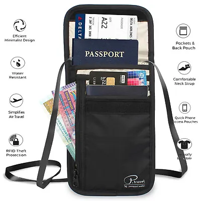 $27.54 • Buy RFID Blocking Travel Body Wallet Passport Holder Neck Shoulder Document Bag Case