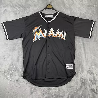 Majestic Miami Marlins Jersey Mens Medium Jose Fernandez Cool Base Replica Black • $9.99