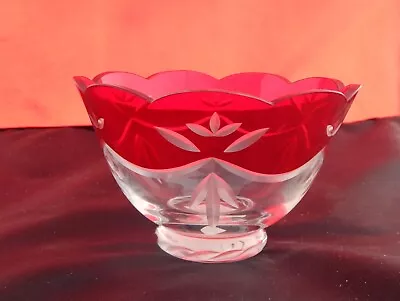 Lenox Crystal Ruby Cut To Clearhand Painted Bowl. • $10