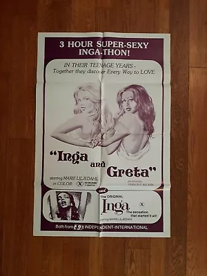 X Rated Movie Theatre Poster Inga & Greta Starring Marie Liljedahl 3HR INGA-THON • $34.99