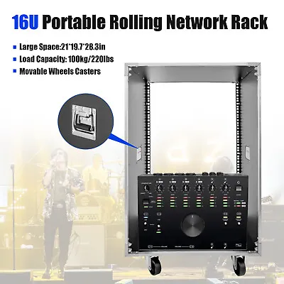 16U Portable Rolling Cart Shelf Network Rack Audio Video Telecom Office US • $101.65