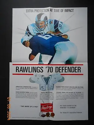 1970 Rawlings Football Poster AD Merlin Olsen Los Angeles Rams NFL TV Actor • $10.99