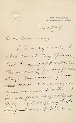 Samuel L.  Mark Twain  Clemens - Autograph Letter Signed • $4500