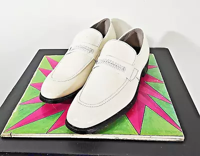 Vintage Footjoy Classics Ivory White Leather Dress Shoes Loafers USA VGC Sz 12 • $99