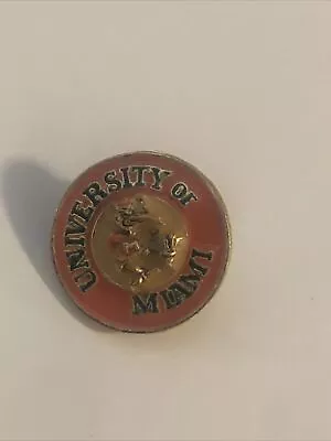 Vintage University Of Miami Hurricanes Label Pin Mascot Football Basketball • $175