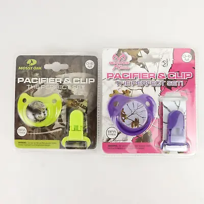 Baby Pacifier & Clip Purple Set 2 Camo 0-6 M Camouflage Orthodontic BPA Free Lot • $9.97