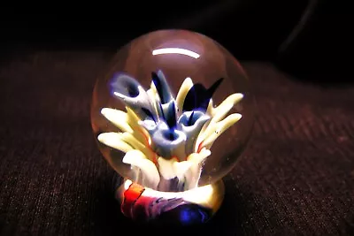 TJ Art Glass Borosilicate Violet Flower Implosion Marble • $25