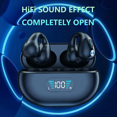 $25.16 • Buy Ear Clip On Bone Conduction Wireless Bluetooth 5.3 Earphones Sport Headphones%%
