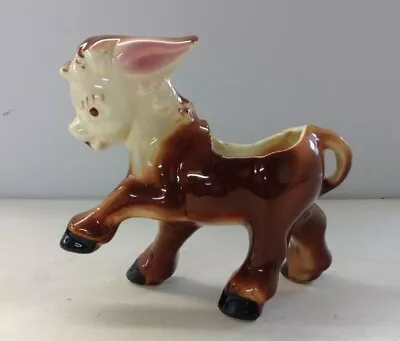 Vintage MORTON POTTERY  Donkey 6  Planter Brown White Prancing Mule • $18.99