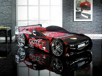 Boys Black Childrens Kids Car Bed Frame 3ft Single MRX Formula 1 Racer Car  • £390
