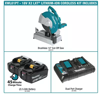 NEW! MAKITA 18V X2 LXT (36V) BRUSHLESS CORDLESS 14  CUT-OFF SAW XWL01PT 5.0Ah • $349.99