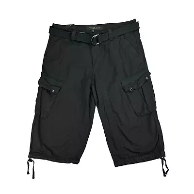 X-Ray Mens Belted Capri Messenger Cargo Shorts Black 36 • $24.97