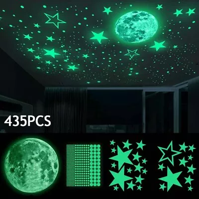 435PCS Glow In The Dark Luminous Stars & Moon Wall Stickers Decal Kid Room Decor • $9.40